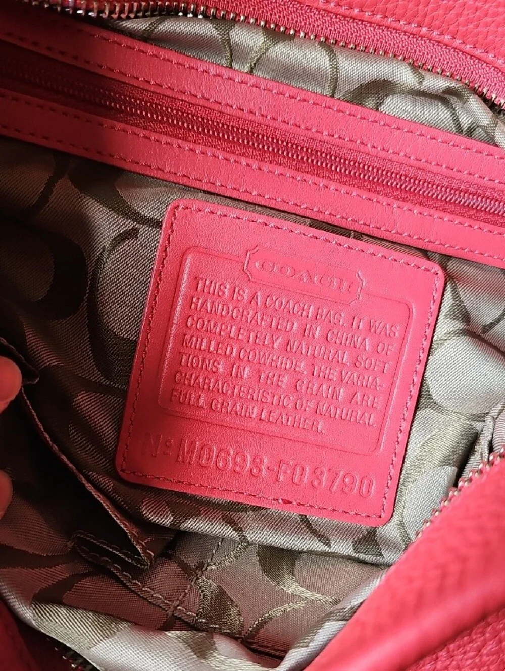 Women's Deep Pink Coach Leather Shoulder Bag / Crossbody with Tassel Accent